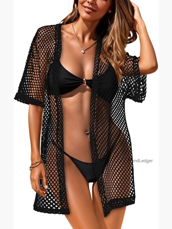Other - Large Polyester Crochet Beach Cover Up Kimono Cardigan Loose Fit